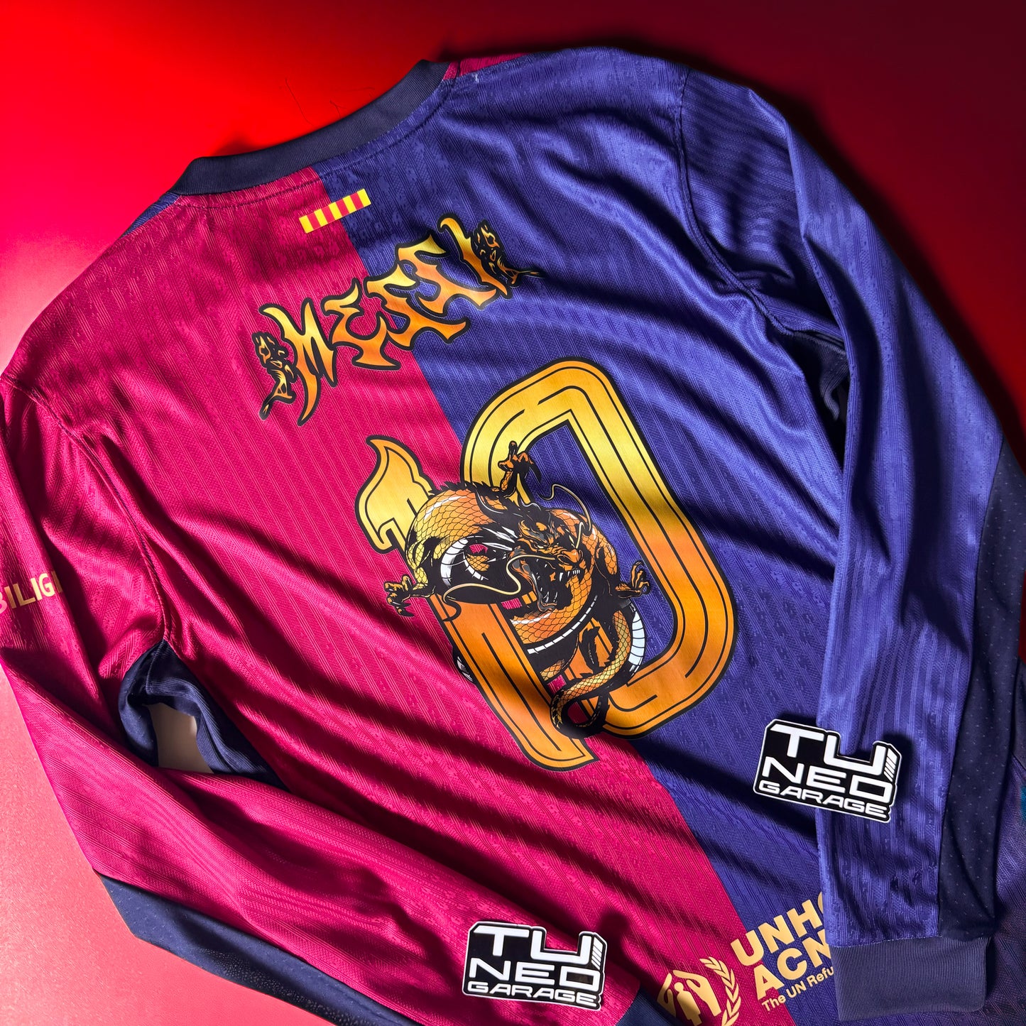 FC BARCELONA HOME KIT 2024/25 LONG SLEEVE AUTHENTIC CUSTOM LIORA DRAGON