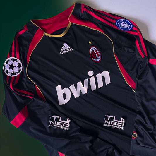 AC MILAN RETRO THIRD JERSEY 2007/08 BLACK LONG SLEEVE + PATCHES