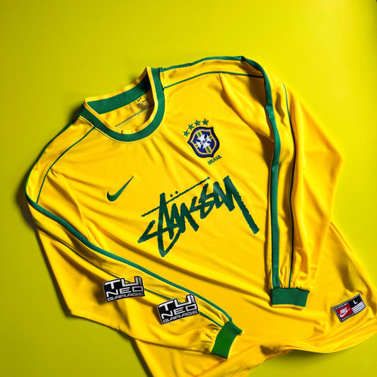 BRAZIL 98 YELLOW STSSY LONG SLEEVE JERSEY