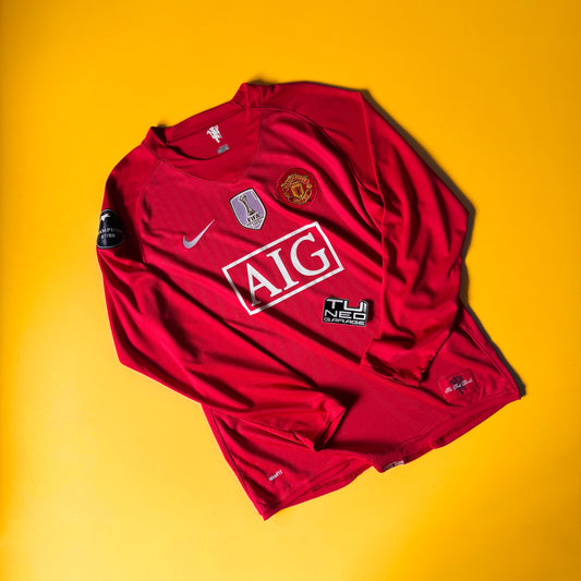 MANCHESTER UNITED HOME JERSEY RETRO 2008/09 LONG SLEEVE CUSTOM CUPHEAD