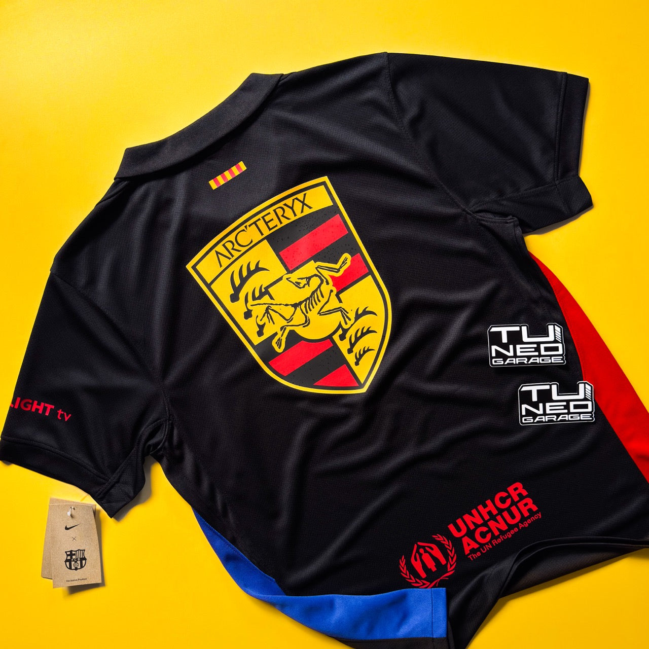 FC BARCELONA AWAY KIT 2024/25 CUSTOMIZED ARCTERYX PORSCHE LOGO