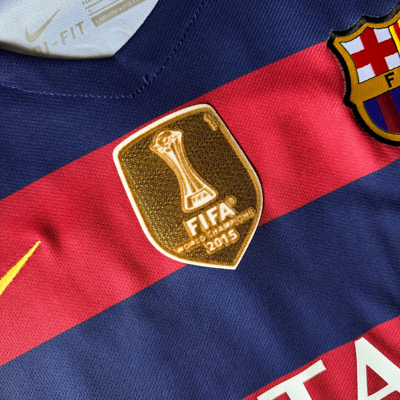 Maillot domicile FC Barcelone 2015/16 rétro + patchs Neymar Jr #11