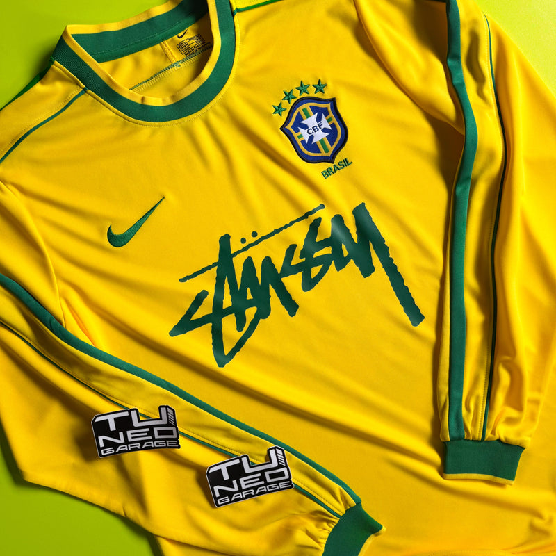 BRAZIL 98 YELLOW STSSY LONG SLEEVE JERSEY