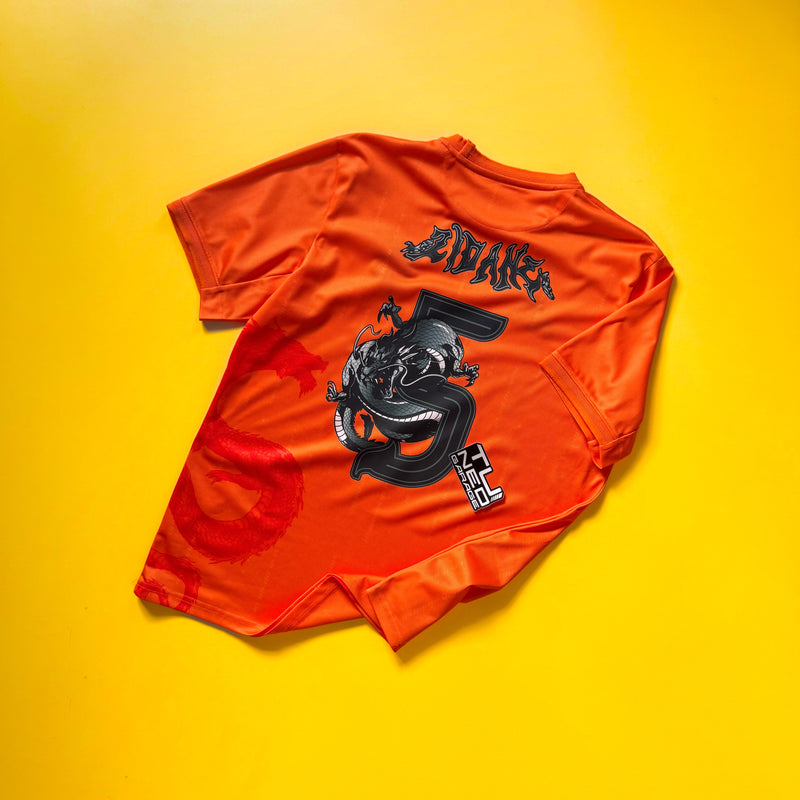 REAL MADRID SMOKE DRAGON ORANGE JERSEY CUSTOM LIORA DRAGON