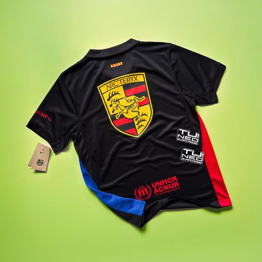 FC BARCELONA AWAY KIT 2024/25 CUSTOMIZED ARCTERYX PORSCHE LOGO