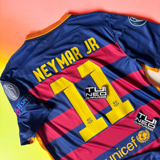 Maillot domicile FC Barcelone 2015/16 rétro + patchs Neymar Jr #11