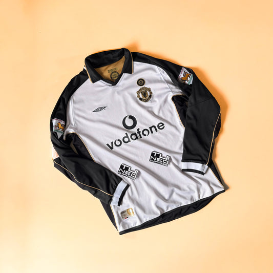 MAILLOT RÉTRO MANCHESTER UNITED DOUBLE FACE MANCHES LONGUES + ÉCUNISSES
