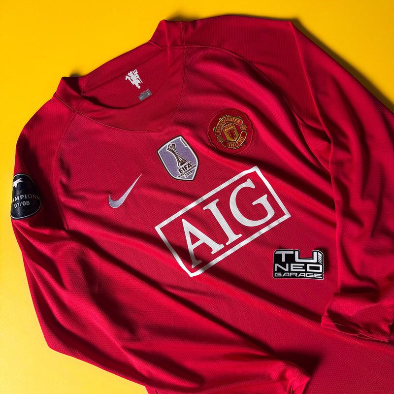 MANCHESTER UNITED HOME JERSEY RETRO 2008/09 LONG SLEEVE CUSTOM CUPHEAD